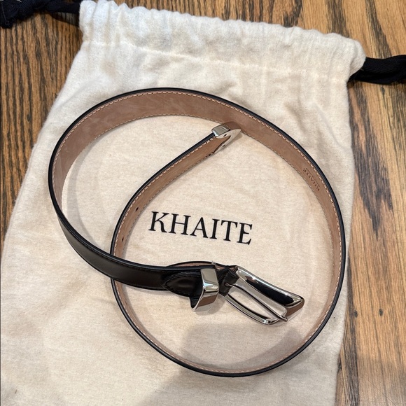 KHAITE Accessories - KHAITE Black Leather Belt with Silver Buckle
